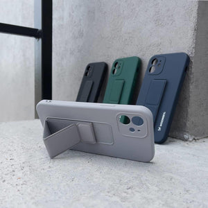 Kickstand Case Silicone Light-Blue Ochranný Kryt pre iPhone 12 Pro