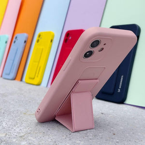 Kickstand Case Silicone Pink Ochranný Kryt pre iPhone 12