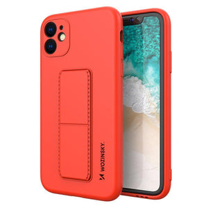 Kickstand Case Silicone Red Ochranný Kryt pre iPhone 12