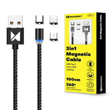 Načítať obrázok do zobrazovača galérie, 3in1 Magnetický kábel s LED (micro USB / USB Typ C / Lightning cable)
