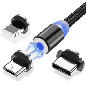3in1 Magnetický kábel s LED (micro USB / USB Typ C / Lightning cable)