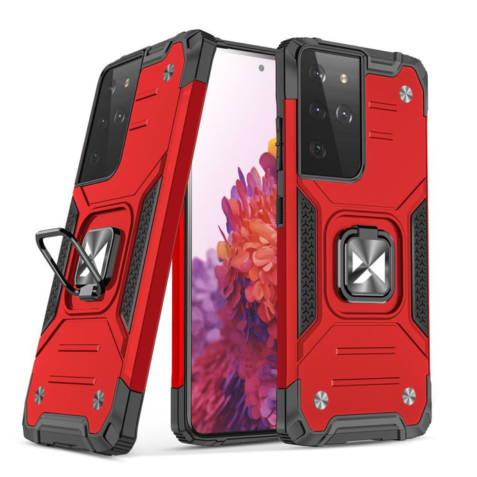 Premium Ring Armor Rugged Case Red pre Samsung Galaxy S22 Ultra