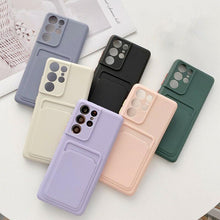 Načítať obrázok do zobrazovača galérie, Card Wallet Silicone Case Ochranný Kryt pre Samsung Galaxy S21 Ultra
