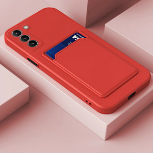 Card Wallet Red Ochranný Kryt pre Samsung Galaxy S21